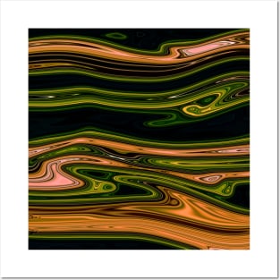 Green plants Marble Liquid Waves colors grading pattern Posters and Art